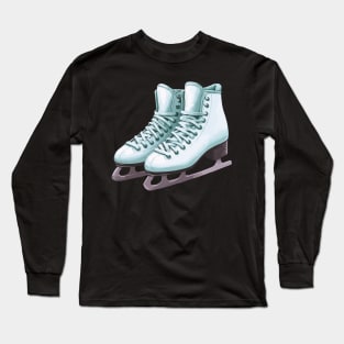 Sky Blue Ice Skating Boots Long Sleeve T-Shirt